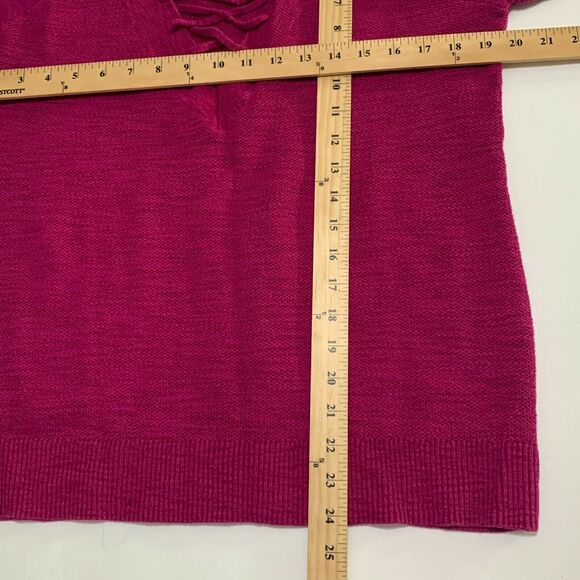 Express Sweater Top Medium Womens Pink Cold Shoulder Long Sleeve V Neck Knit - Picture 4 of 11